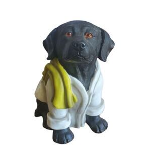 Dapper Black Labrador Figurine – 6-Inch Spa Day Dog Statue